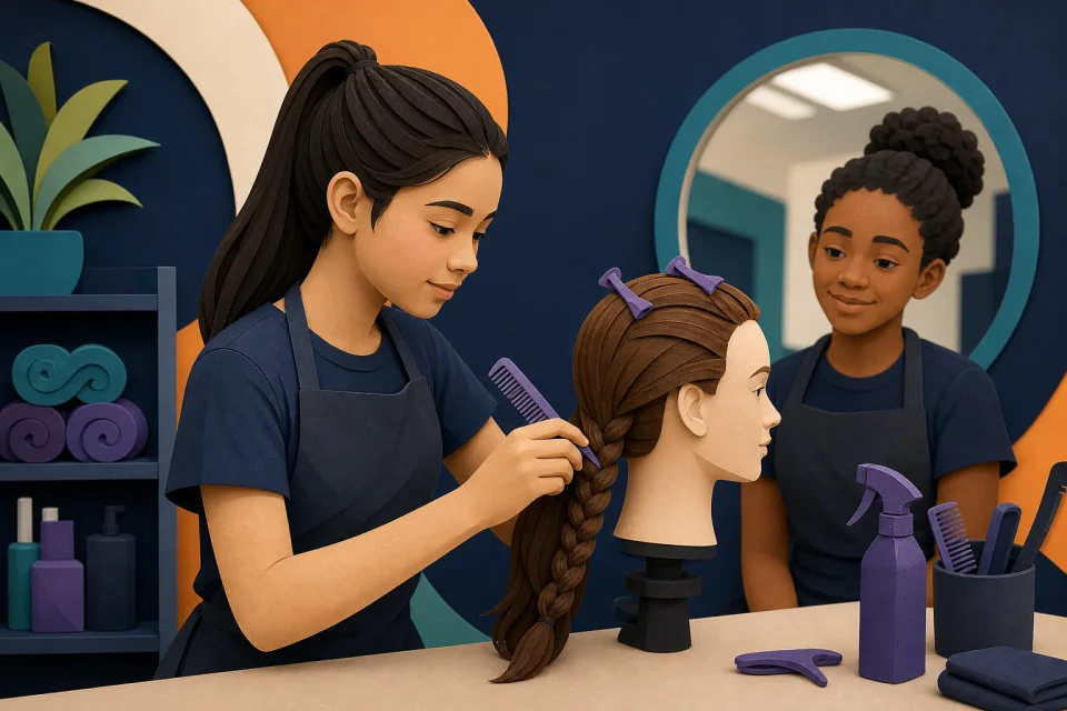 Illustration of the cosmetology and hairdressing activity
